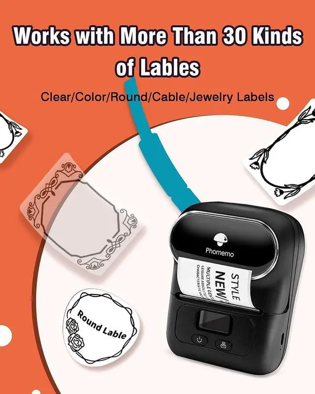 Alt view image 4 of 7 - Phomemo Label Maker Set- M110S Bluetooth Thermal Printer for Business, Office, School, Home-use, Clothing Labels, Black