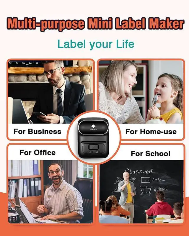 Alt view image 7 of 7 - Phomemo Label Maker Set- M110S Bluetooth Thermal Printer for Business, Office, School, Home-use, Clothing Labels, Black