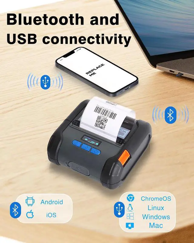 Alt view image 4 of 7 - ZYWELL ZM04 2.0 Bluetooth Thermal Receipt Print & Label Print Two-in-One,Works with Android Square Supprot 58mm/80mm, Bluetooth Support iOS, NO WiFi