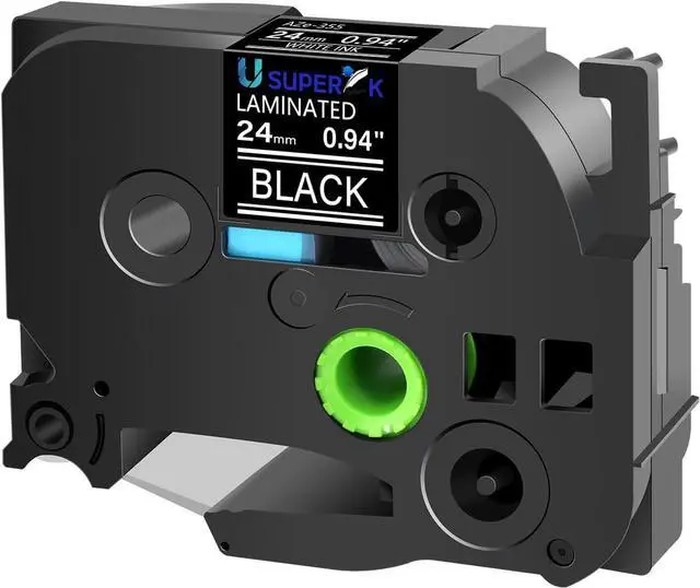Main image of 30 Pack TZe-355 24mm 0.94 Laminated Black Tape Compatible with Brother P Touch Label Tape 1 inch TZe TZ-355 TZe355 White on Black TZe TZ Label for PT-D600 PT-D610BT PT-P700 PT-P710BT