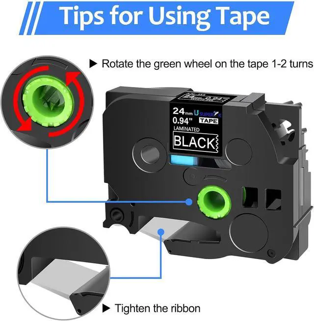 Alt view image 3 of 7 - 30 Pack TZe-355 24mm 0.94 Laminated Black Tape Compatible with Brother P Touch Label Tape 1 inch TZe TZ-355 TZe355 White on Black TZe TZ Label for PT-D600 PT-D610BT PT-P700 PT-P710BT