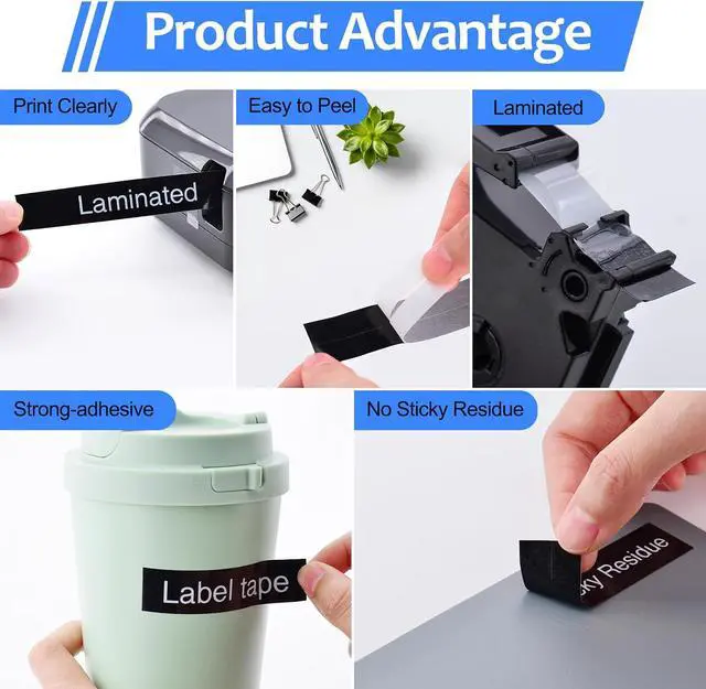 Alt view image 4 of 7 - 30 Pack TZe-355 24mm 0.94 Laminated Black Tape Compatible with Brother P Touch Label Tape 1 inch TZe TZ-355 TZe355 White on Black TZe TZ Label for PT-D600 PT-D610BT PT-P700 PT-P710BT