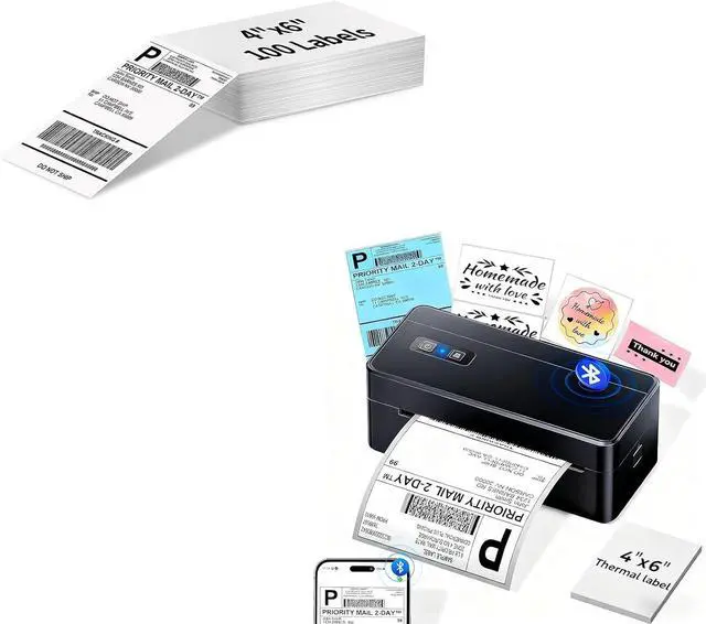 Main image of ASprink 2410BT Bluetooth Shipping Label Printer 4x6&100Pcs 4x6 Fold Labels,2026 Upgraded Thermal Label Printer