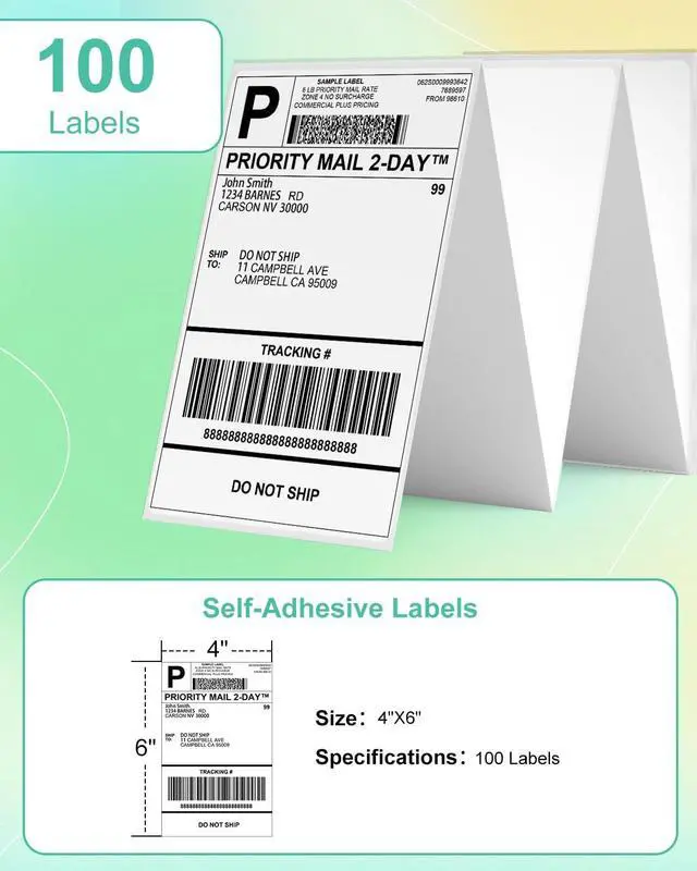 Alt view image 3 of 3 - ASprink 2410BT Bluetooth Shipping Label Printer 4x6&100Pcs 4x6 Fold Labels,2026 Upgraded Thermal Label Printer