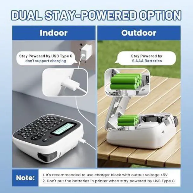 Alt view image 4 of 6 - Label Maker Machine with 5PK Color Tape Waterproof-Labels, Keyboard Labeler Machine Portable, D210S Desktop Labelmaker Multiple Symbols for Home Small Business Kids Teachers School Supplies