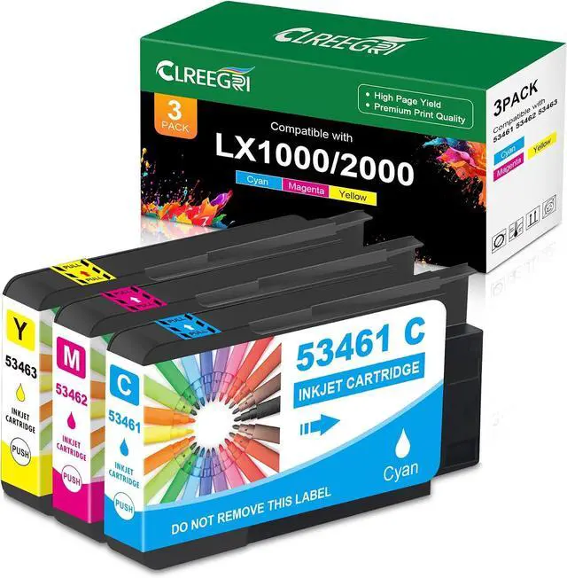Main image of Compatible LX1000 LX2000 Ink Cartridge Replacement for Primera 53461 53462 53463 Color Ink with Primera LX1000 LX2000 Color Label Printers(1Cyan 1Magenta 1Yellow, 3 Pack)