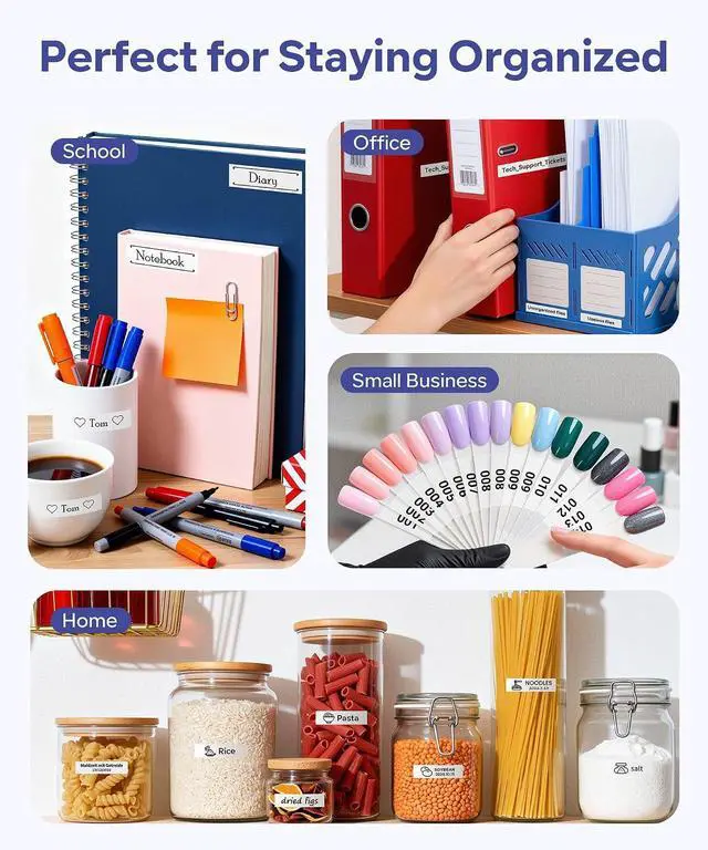 Alt view image 4 of 4 - Label Maker Machine with 6 Color Tapes, Rechargeable Backlit Bluetooth Labeler, Replacement for Ptouch Label Maker Machine, M950 12mm Inkless Label Printer, Teacher School Office Supplies