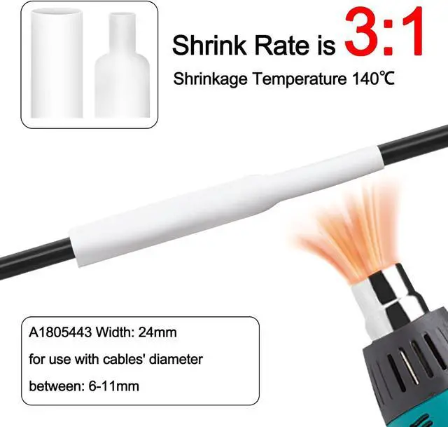 Alt view image 2 of 7 - Cruxer 20 Pack Replacement for Rhino A1805443 1805443 1" 24mm Heat Shrink Tube Black on White Industrial Cable Wire Label Tape Compatible with Rhino 6500 6000 Label Maker