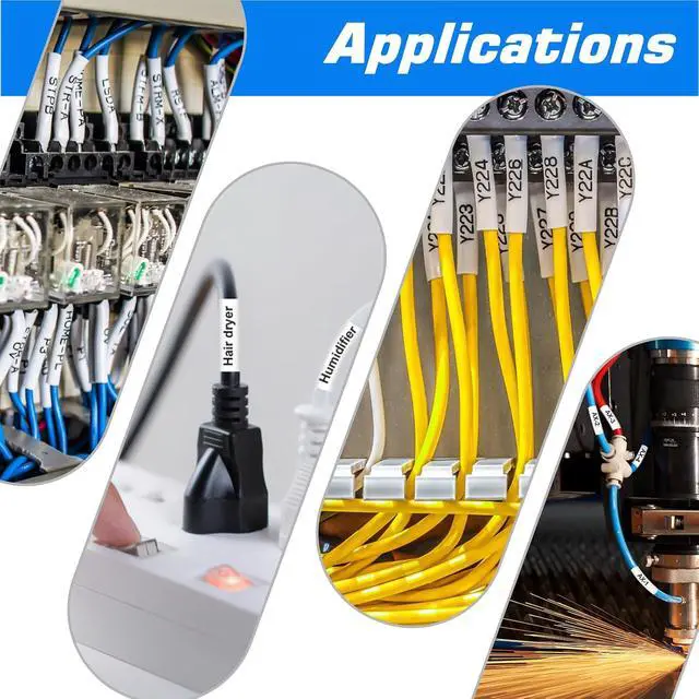 Alt view image 5 of 6 - 5 Pack Heat Shrink Tube Label Compatible for Ptouch HSe-211 HSe221 HSE-231 HSE241 HSE251 Black on White Wire Cable for PT-D400 PT-D450 PT-E300 PT-P710BT E300 E500 P900 Printer