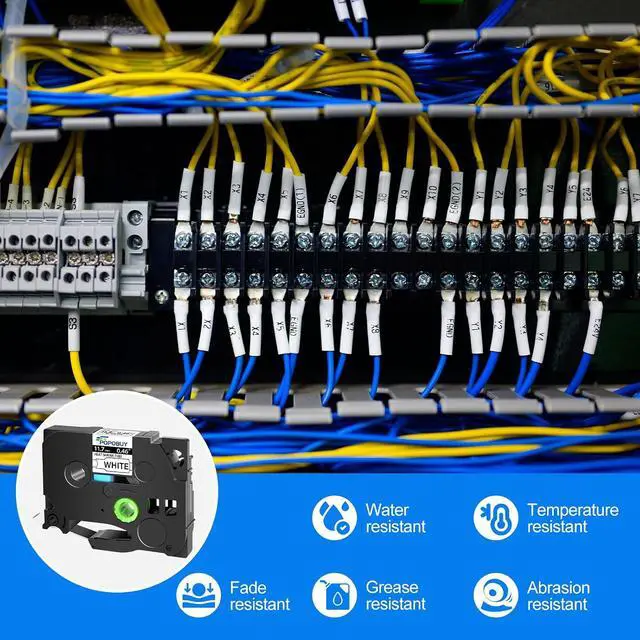 Alt view image 6 of 6 - 5 Pack Heat Shrink Tube Label Compatible for Ptouch HSe-211 HSe221 HSE-231 HSE241 HSE251 Black on White Wire Cable for PT-D400 PT-D450 PT-E300 PT-P710BT E300 E500 P900 Printer