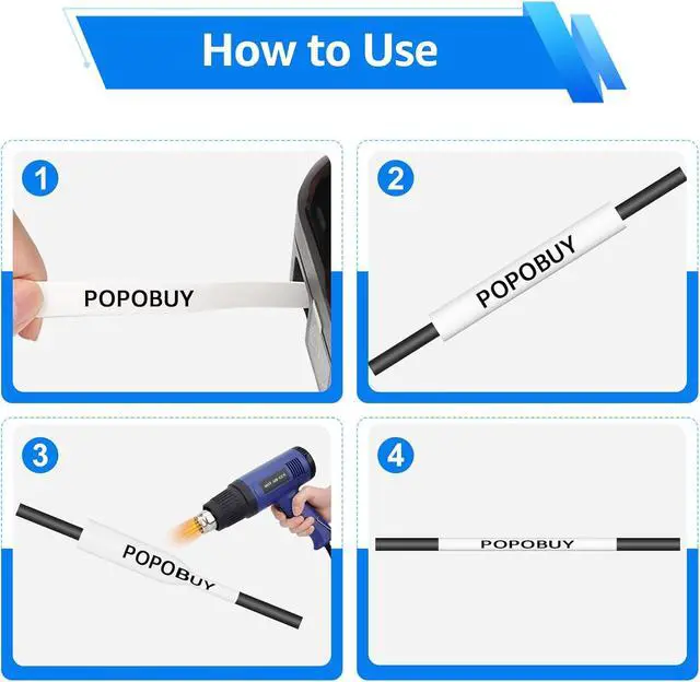 Alt view image 4 of 6 - 5 Pack Heat Shrink Tube Label Compatible for Ptouch HSe-211 HSe221 HSE-231 HSE241 HSE251 Black on White Wire Cable for PT-D400 PT-D450 PT-E300 PT-P710BT E300 E500 P900 Printer