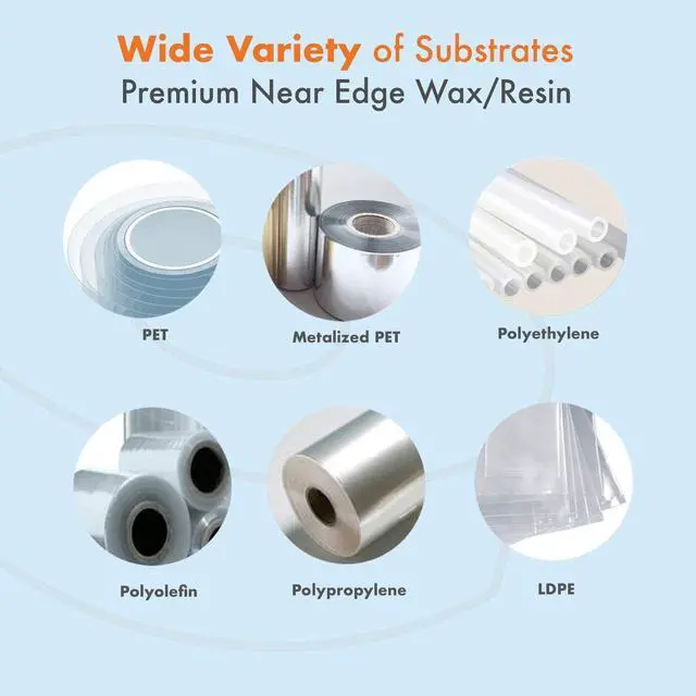 Alt view image 5 of 7 - 1 Roll 5.98" x 1968' (152mm x 600m) Standard Near-Edge Wax/Resin Thermal Transfer Ribbon Black 1" Core Coated Side Out (CSO) for 9550 Printers