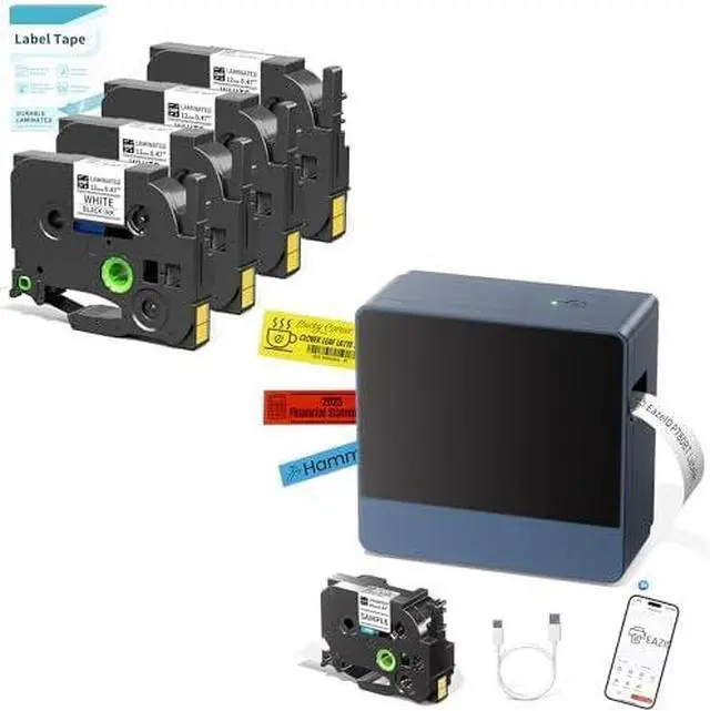 Main image of 1 Inch Label Maker with 5PK 12MM Tapes, 24mm Labeler Large Print Rechargeable, Bluetooth Thermal Transfer Printer Print Labels-Waterproof 9mm~24mm, Auto-Cut, P780BT for Home Office Business Use