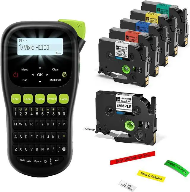 Main image of Vixic Cable Wire Label Maker, Industrial Label Maker Machine with Colored Tapes 12mm Laminated, Handheld Label Maker Waterproof-Labels, H1100 Labeler Machine with Backlit LCD Screen for Network Office