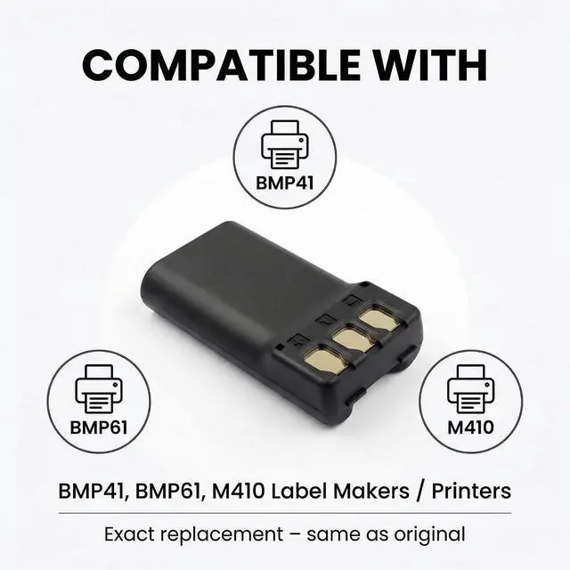 Alt view image 2 of 6 - 2 Pack BMP61 Battery Compatible with BMP41 M410 BMP41-BATT Label Printer 10.8V 1200mAh