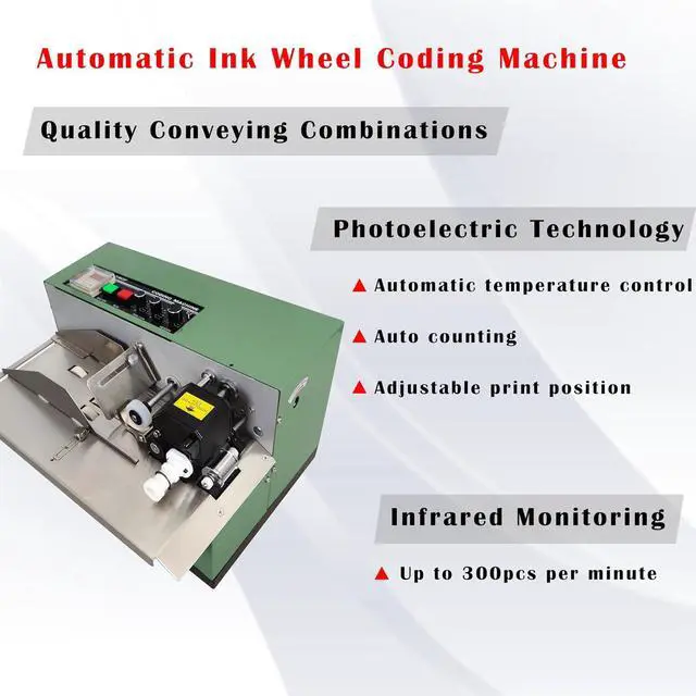 Alt view image 4 of 7 - Solid Ink Coding Machine Automatic Ink Wheel Continuous Coding Machine for Paper Plastic Film Aluminum Foil Paint 110V