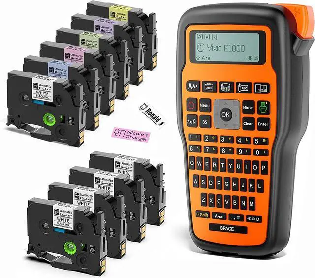 Main image of Vixic Label Maker, Labeler Machine with Colored Tapes, Handheld Electric Label Maker with Keyboard, Electrician Labelmaker with Different Fonts & Waterproof Labels for Wire Cable Network Tool Labeling
