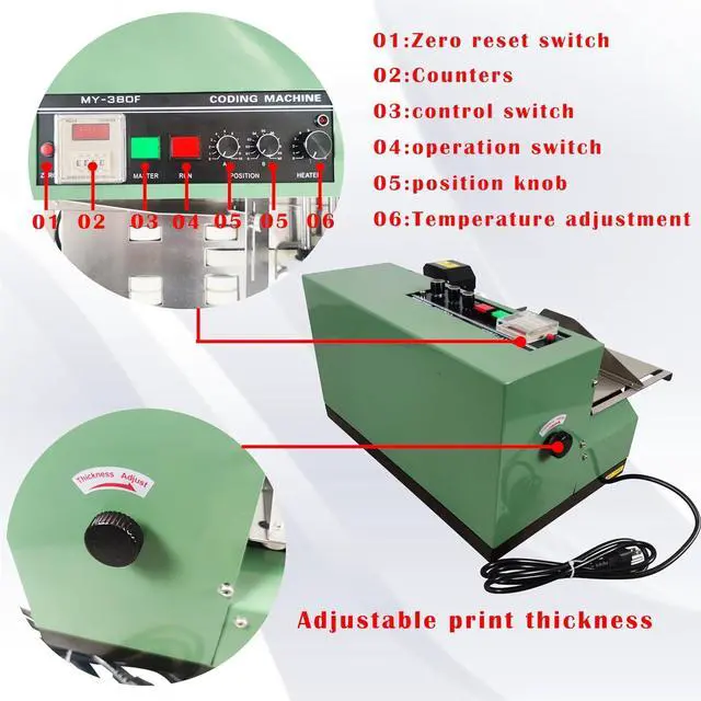 Alt view image 3 of 7 - Solid Ink Coding Machine Automatic Ink Wheel Continuous Coding Machine for Paper Plastic Film Aluminum Foil Paint 110V