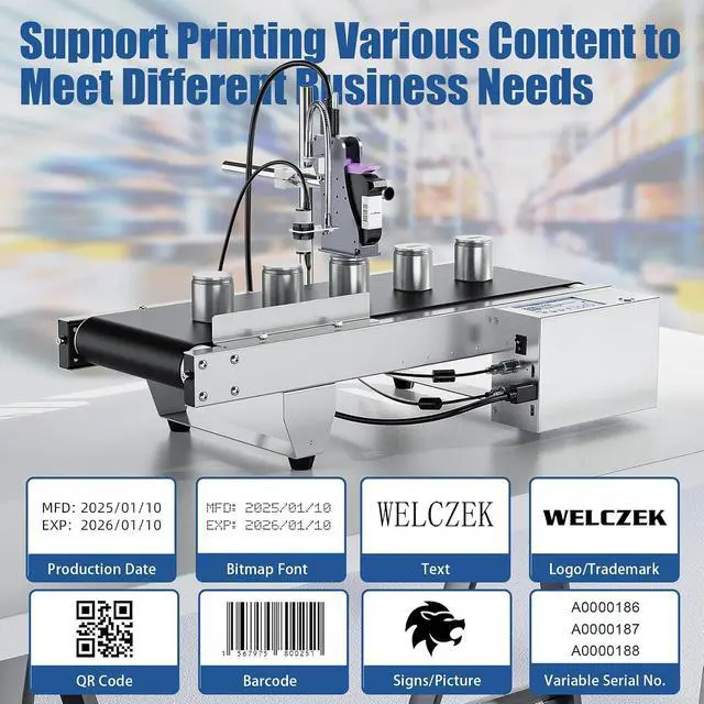 Alt view image 3 of 6 - JS350 Automatic Inkjet Coding Machine with Mini Conveyor Belt