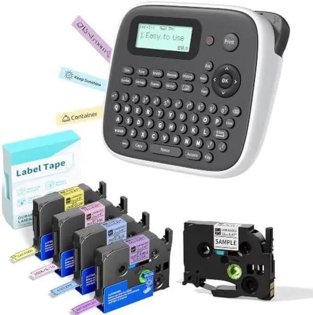 Main image of Label Maker with Tapes 5PK Bundle 12mm 0.47 Laminated Color, Gray Label Maker Waterproof-Labels, Portable D210S Labeler Machine, Wireless Labeling Machine for Jars Bottle School Supplies