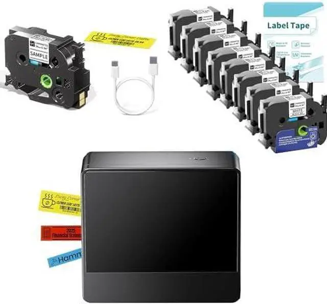Main image of Bluetooth Label Maker Machine with 9PK 24mm White Tapes, P780BT Rechargeable Wireless Label Maker with 1 Inch Wide Labels-Waterproof, Type-C Charging for Home Office Organization