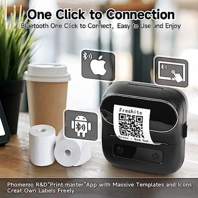 Alt view image 4 of 5 - Phomemo M220 Label Printer & 1 Rolls Gradient Rainbow 1.96"x1.96" Round Thermal Label & 3 Pack Label & 1 Case, for Mailing, Storage, Address, Clothing, Home, Office