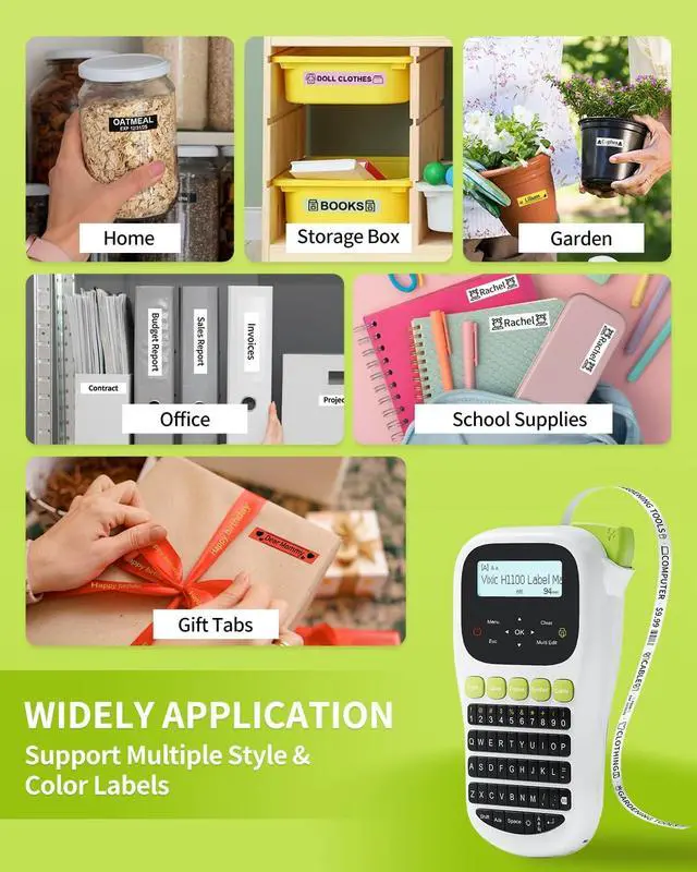 Alt view image 4 of 4 - Vixic Label Maker Machine with 5 Tapes Laminated White, Label Maker Waterproof-Labels, Handheld Labeler Machine with Backlit Screen for Home School Office Organization, Multiple Fonts Easy to Use