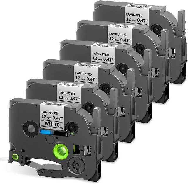 Alt view image 3 of 7 - 22-Pack Laminated Label Maker Tape, Including 16-Pack 12mm (5-Pack Black + 5-Pack Clear + 6-Pack White) + 6-Pack 24mm Yellow