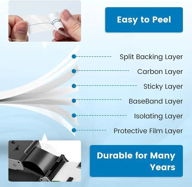 Alt view image 7 of 7 - 22-Pack Laminated Label Maker Tape, Including 16-Pack 12mm (6-Pack White + 5-Pack Clear + 5-Pack Black) + 6-Pack 24mm White
