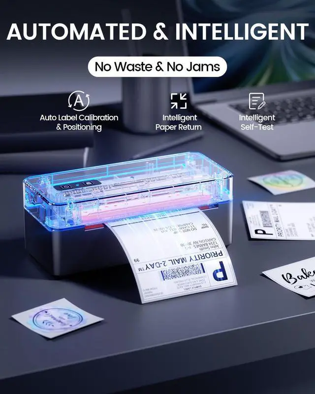 Alt view image 2 of 4 - ASprink 2410BT Bluetooth Shipping Label Printer 4x6&500Pcs 4x6 Fold Labels, 2026 Upgraded Thermal Label Printer