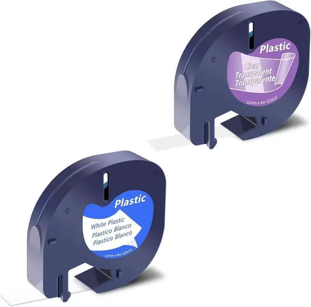 Main image of Compatible for Dymo LetraTag Refills 10PK 91331 Black on White 10PK 16952 Black on Clear Plastic Label Tape 1/2'' 12mm x 4m for Letratag Label Maker 200B LT-100H LT-100T QX50