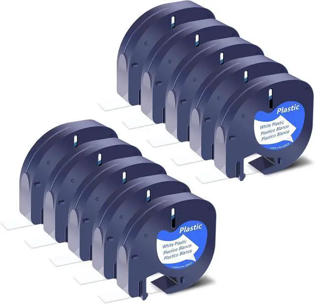 Alt view image 2 of 7 - Compatible for Dymo LetraTag Refills 10PK 91331 Black on White 10PK 16952 Black on Clear Plastic Label Tape 1/2'' 12mm x 4m for Letratag Label Maker 200B LT-100H LT-100T QX50