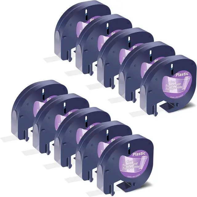 Alt view image 3 of 7 - Compatible for Dymo LetraTag Refills 10PK 91331 Black on White 10PK 16952 Black on Clear Plastic Label Tape 1/2'' 12mm x 4m for Letratag Label Maker 200B LT-100H LT-100T QX50