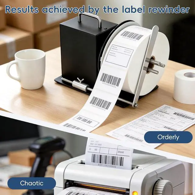 Alt view image 7 of 7 - Automatic Label Rewinder Machine, Label Rewinder for 1"/1.5"/3" Core, Adjustable Speed Sync with Printer, Max Label Diameter 7.28" Width 4.72" and 2 Way Winding Direction