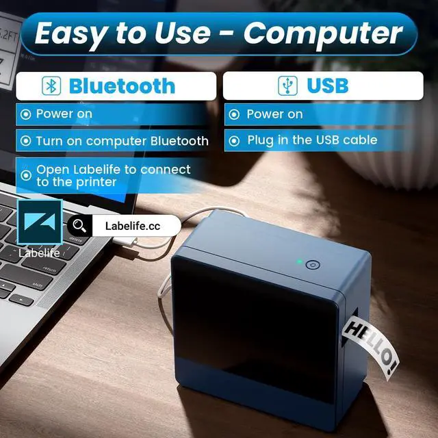 Alt view image 5 of 7 - Label Maker Machine with-Tape 1 Inch, Wide Label Maker Waterproof-Labels, Bluetooth Rechargeable Labeler with 24mm 1" Laminated Tapes, Automatic Cutting, Connects to PC/Phone