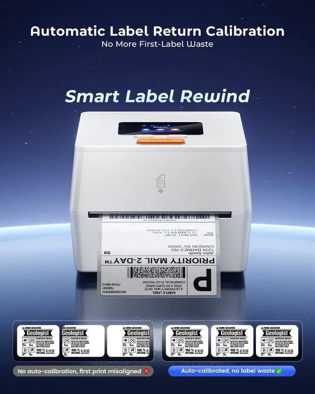 Alt view image 3 of 7 - Phomemo Thermal Label Printer with Touchable Screen & 250 4x6 Roll Labels