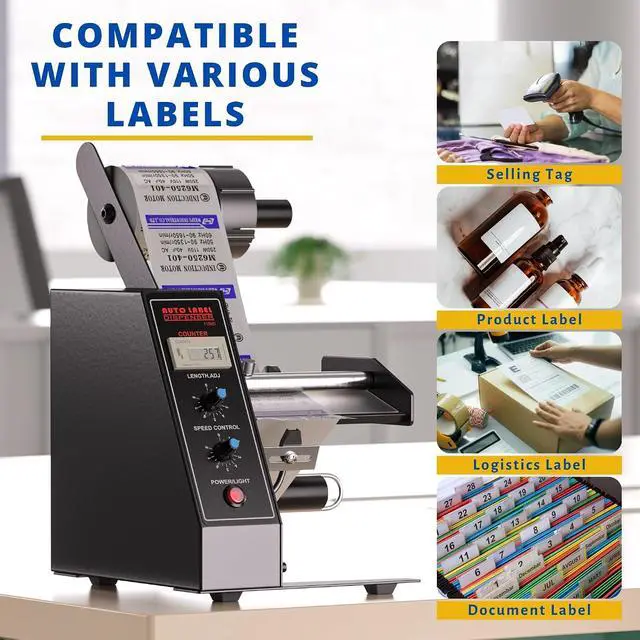 Alt view image 2 of 7 - Automatic Label Dispenser, Automatic Label Separator, Automatic Label Stripper 110V Speed Adjustable Electric Label Machine Auto Counting 0-999999 for Label Width 4-140mm