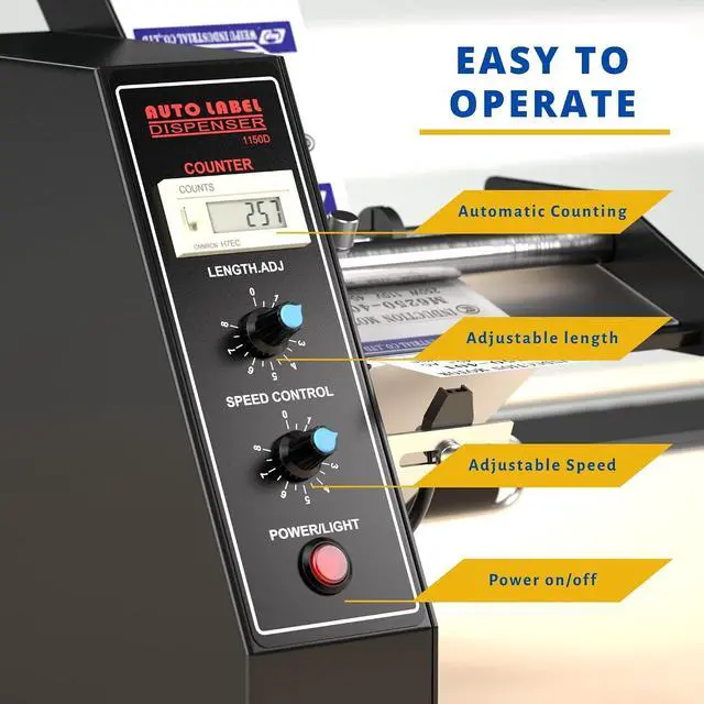 Alt view image 4 of 7 - Automatic Label Dispenser, Automatic Label Separator, Automatic Label Stripper 110V Speed Adjustable Electric Label Machine Auto Counting 0-999999 for Label Width 4-140mm