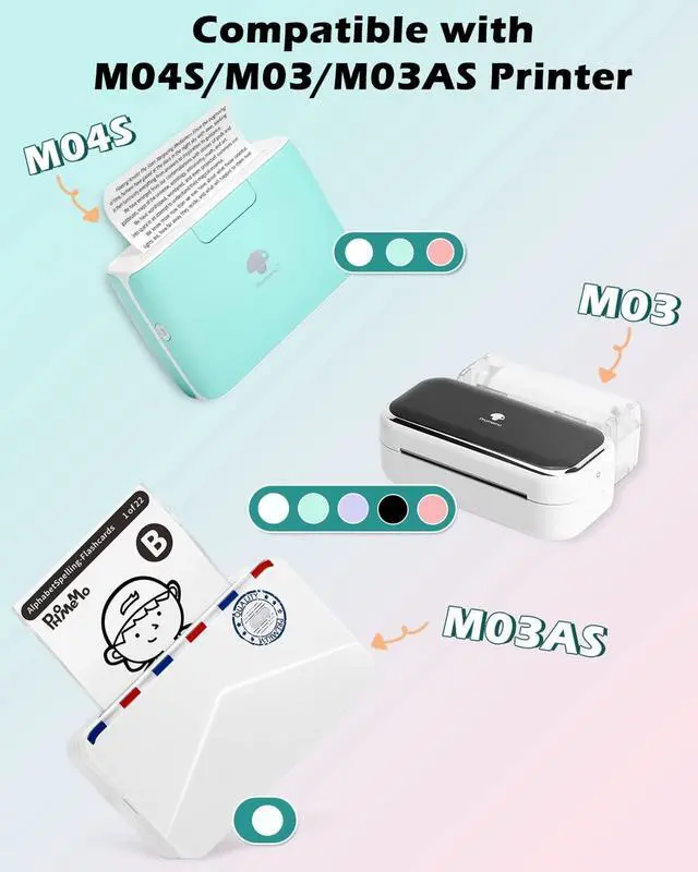 Alt view image 7 of 7 - Phomemo M04AS Portable Printer with 80mm White Adhesive Paper Bundle