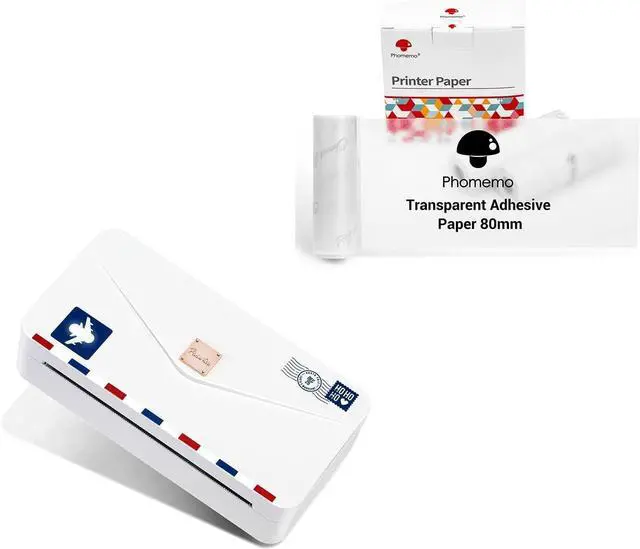 Main image of Phomemo M04AS Mini Printer with 80mm Transparent Adhesive Paper Bundle