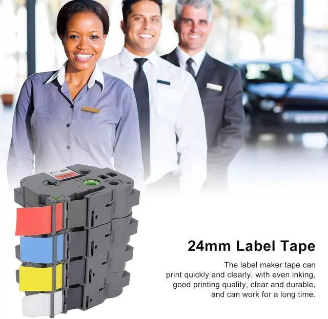 Alt view image 2 of 7 - 4Pcs 24mm Label Maker Tape Set, TZ Tape with Transparent Cover, High-Toughness, Clear & Fast Printing, for Job Cards, Folder Labels, Material Plates, Cable Identification