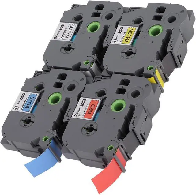 Alt view image 3 of 7 - 4Pcs 24mm Label Maker Tape Set, TZ Tape with Transparent Cover, High-Toughness, Clear & Fast Printing, for Job Cards, Folder Labels, Material Plates, Cable Identification