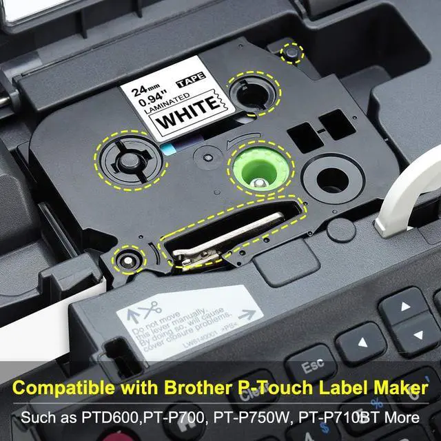 Alt view image 4 of 7 - Labelife Compatible with 18mm Label Tape TZe-641 Replacement for Brother P Touch TZe TZ Tape 24mm 0.94 Laminated White/Red/Blue/Yellow/Green TZe-251 TZe-451 TZe-551 TZe-651 TZe-751 1 Inch Tape, 9-Pack