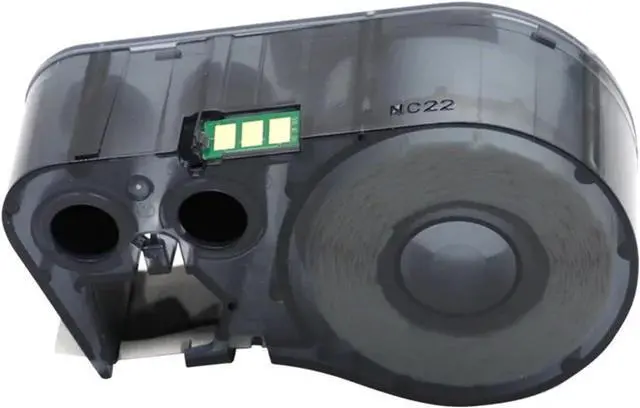 Alt view image 7 of 7 - Compatible MC1-1000-595-WT-BK Cartridge Ribbon, Vinyl Labels Tape, Black on Yellow Red Printer BMP-41 BMP-51 BMP-53 Chip 25.4mm(MC-1000-595-RD-BK)