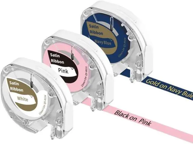 Main image of Satin Ribbon Label Refills 12mmx2m 3 Pack Compatible with P12 and P12 Pro Label Maker