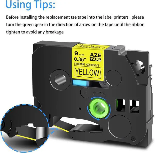 Alt view image 4 of 7 - Cruxer Extra-Strength Adhesive Label Tape Compatible for Brother TZe S621 9mm 3/8" Black Text on Yellow Tape for P-Touch Cube PTE550 PTP750 PTD210 PTD450 PTH110 PTD400AD PT710BT Label Maker, 10-Pack