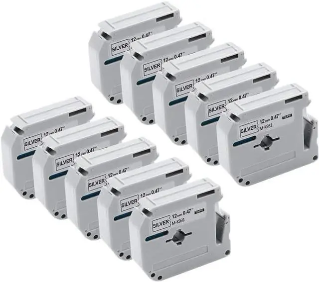 Main image of Label Tape Compatible with PT-70 PT-90 Label Maker 12mm MK931 MK-931 M-K931 Black On Silver