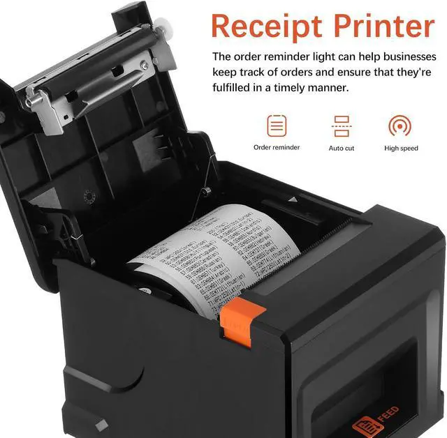 Alt view image 3 of 7 - Thermal Label Printer 80mm Portable Thermal Shipping Printer with USB and Ethernet Ports 203dpi for Small Business Suitable for Logistics and Printing Receipts US Plug