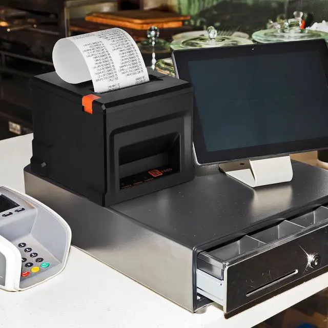 Alt view image 6 of 7 - Thermal Label Printer 80mm Portable Thermal Shipping Printer with USB and Ethernet Ports 203dpi for Small Business Suitable for Logistics and Printing Receipts US Plug