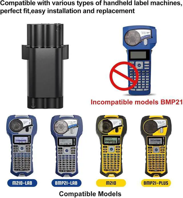 Alt view image 7 of 7 - Capacity LiBattery for M210, BMP21Plus, BMP21LAB, BMP21, IDPAL, LABPAL Label Printers Battery Fast Charging Additionally Battery
